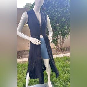 Chic Black High Low Sleeveless V-Neck Dress P850